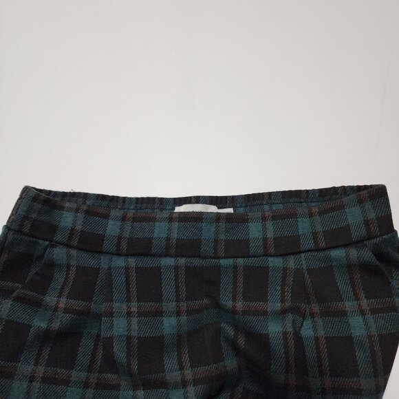 Ichi Green Plaid Tartan Pleated Front Pull On Wide Leg Crop Pants - Picture 3 of 6
